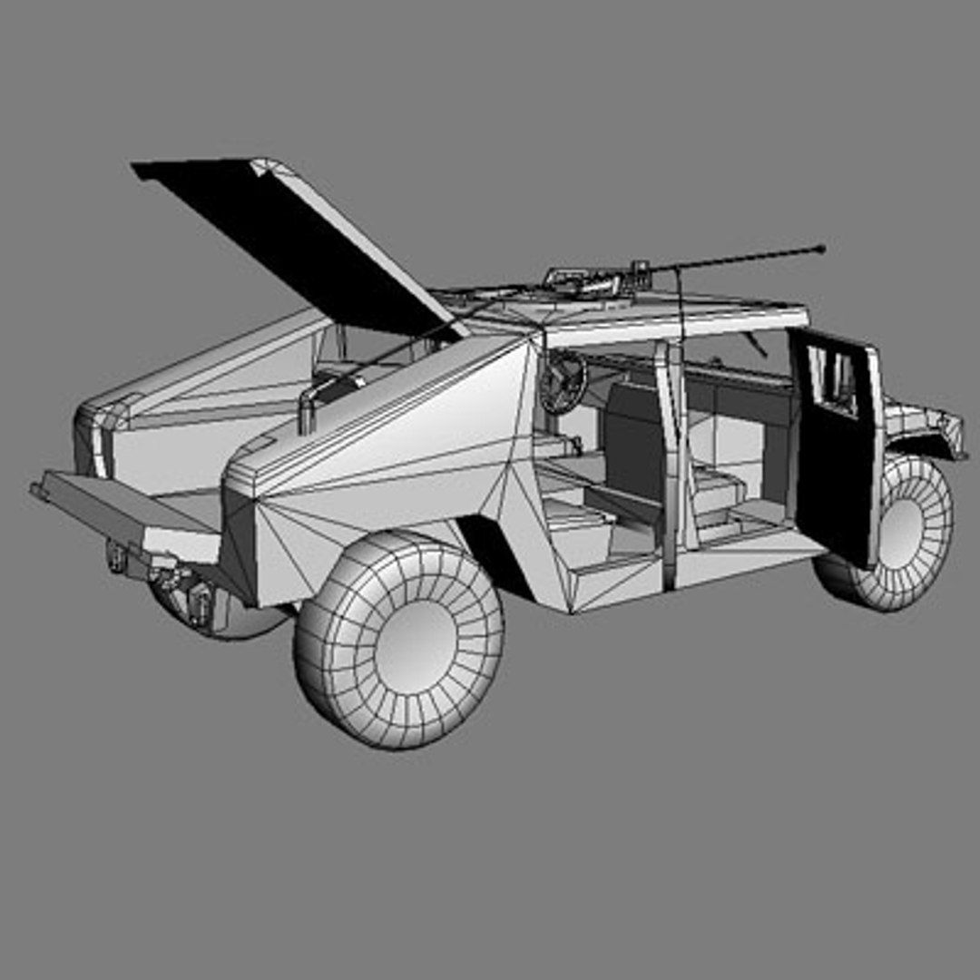Milletary jeep Low-poly 3D model_8