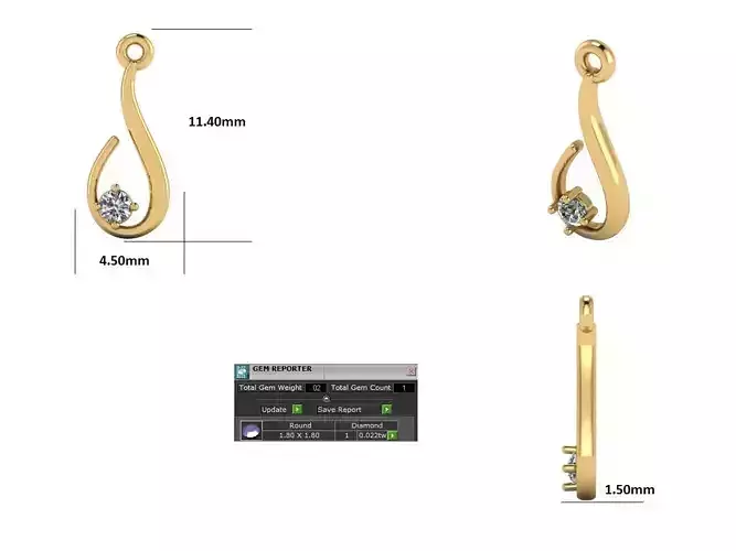 drop diamond pendant 3D print model