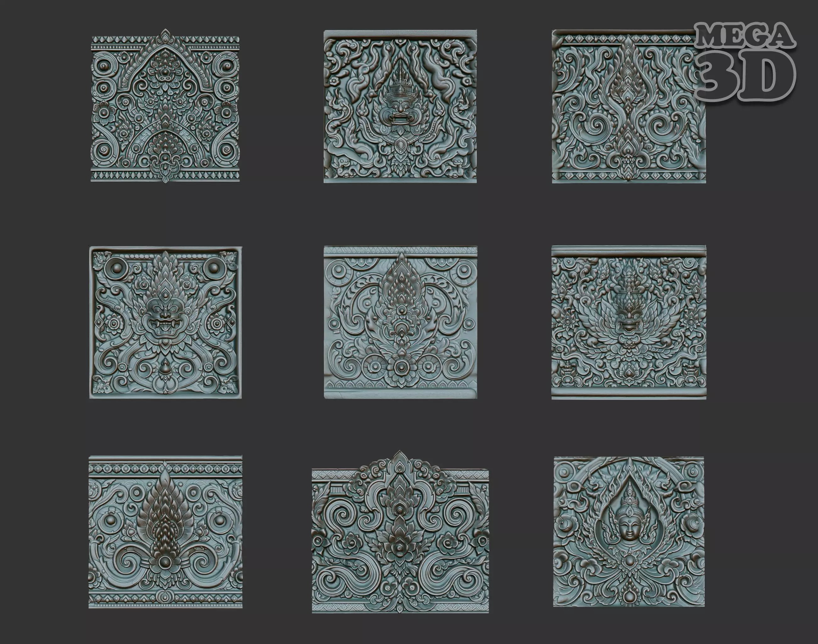 Asia Temple Wall Pack 250111 3D Model Collection_0