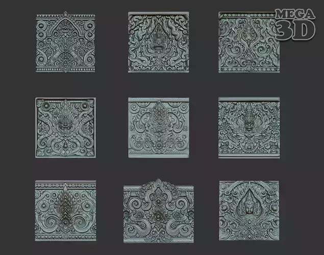 Asia Temple Wall Pack 250111 3D Model Collection