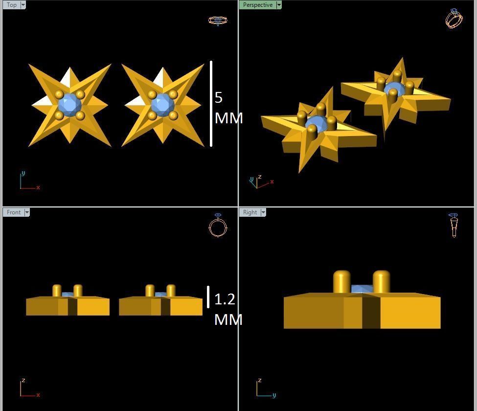 star stud earrings 3d model 3D print model_1