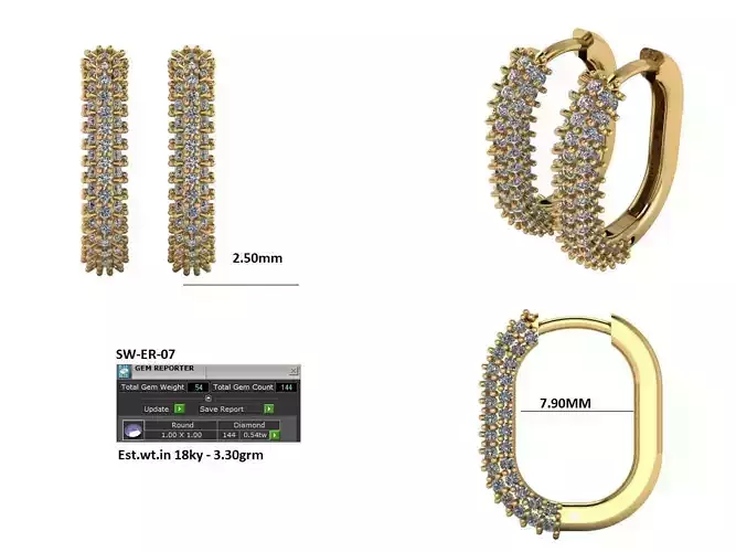 diamond hoop earring 3d printable model