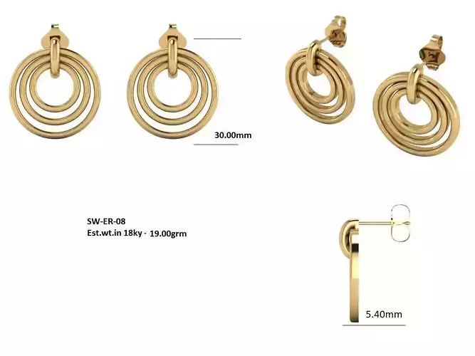 circle hoop earrings 3d print model 