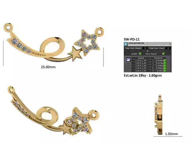 star pendant 3d printable model 