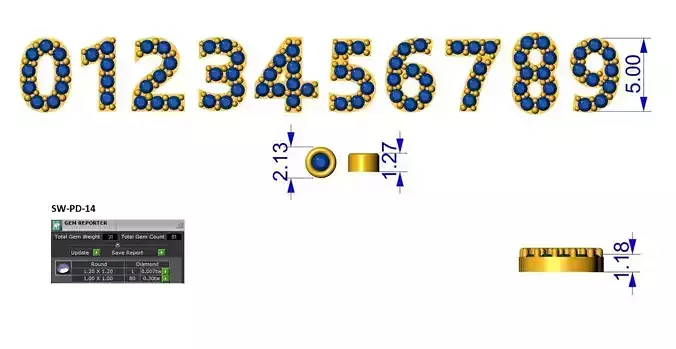 number diamond pendant 