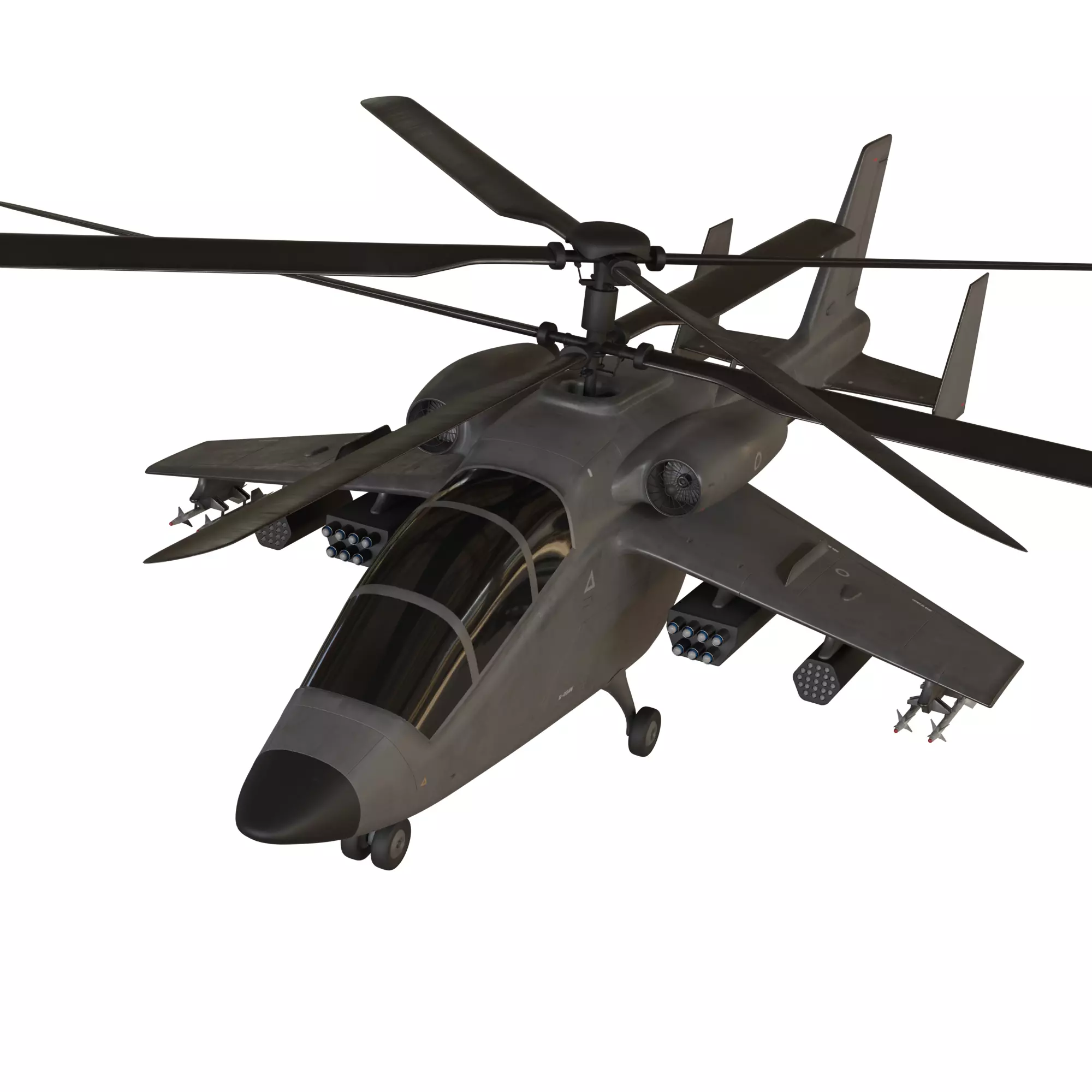 Attack helicopter grey paint dual rotor 3D model_0