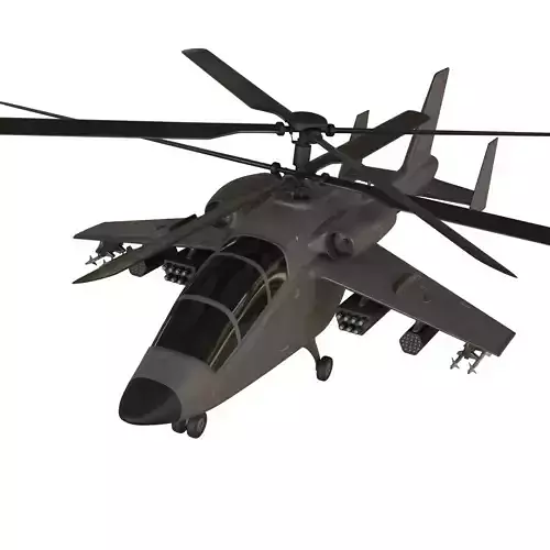 Attack helicopter grey paint dual rotor 3D model