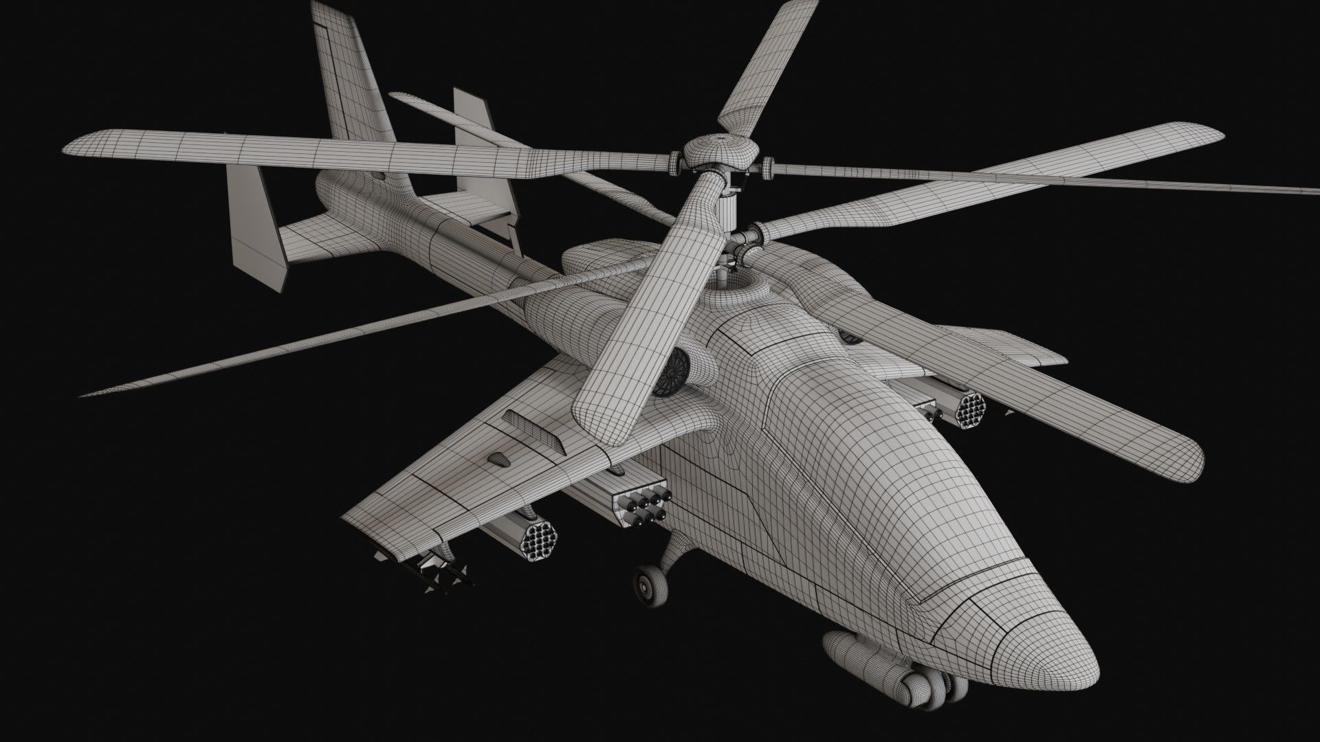 Attack helicopter grey paint dual rotor 3D model_8