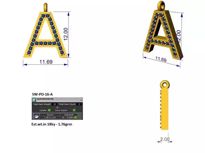 alphabet diamond pendants