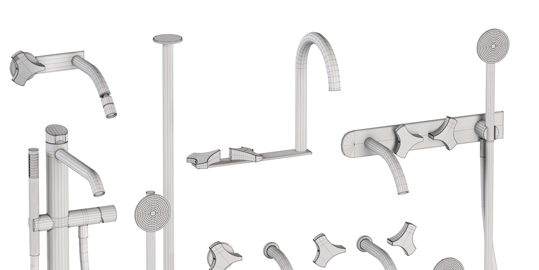 Ziqq Taps For Washbasin  Bidet Low-poly 3D model_11
