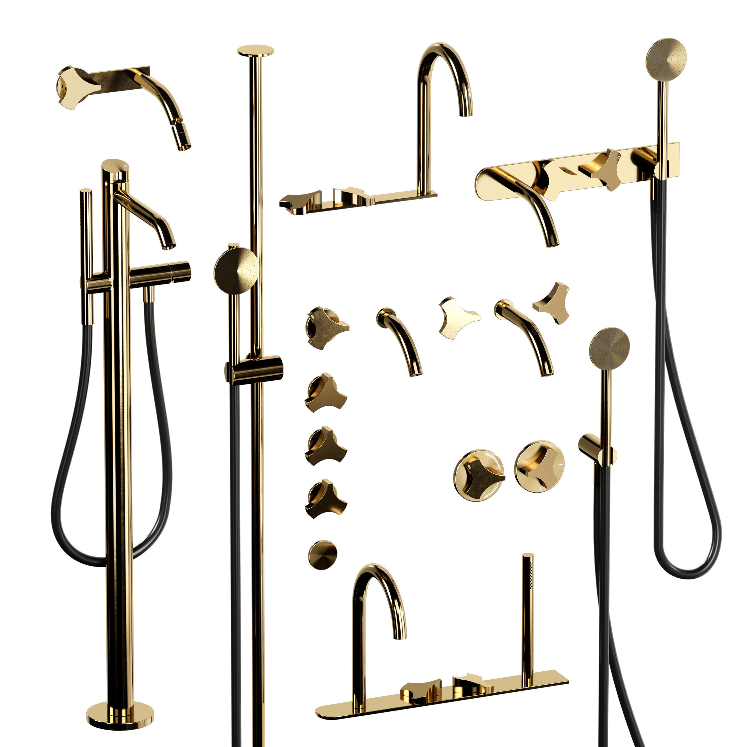 Ziqq Taps For Washbasin  Bidet Low-poly 3D model_1