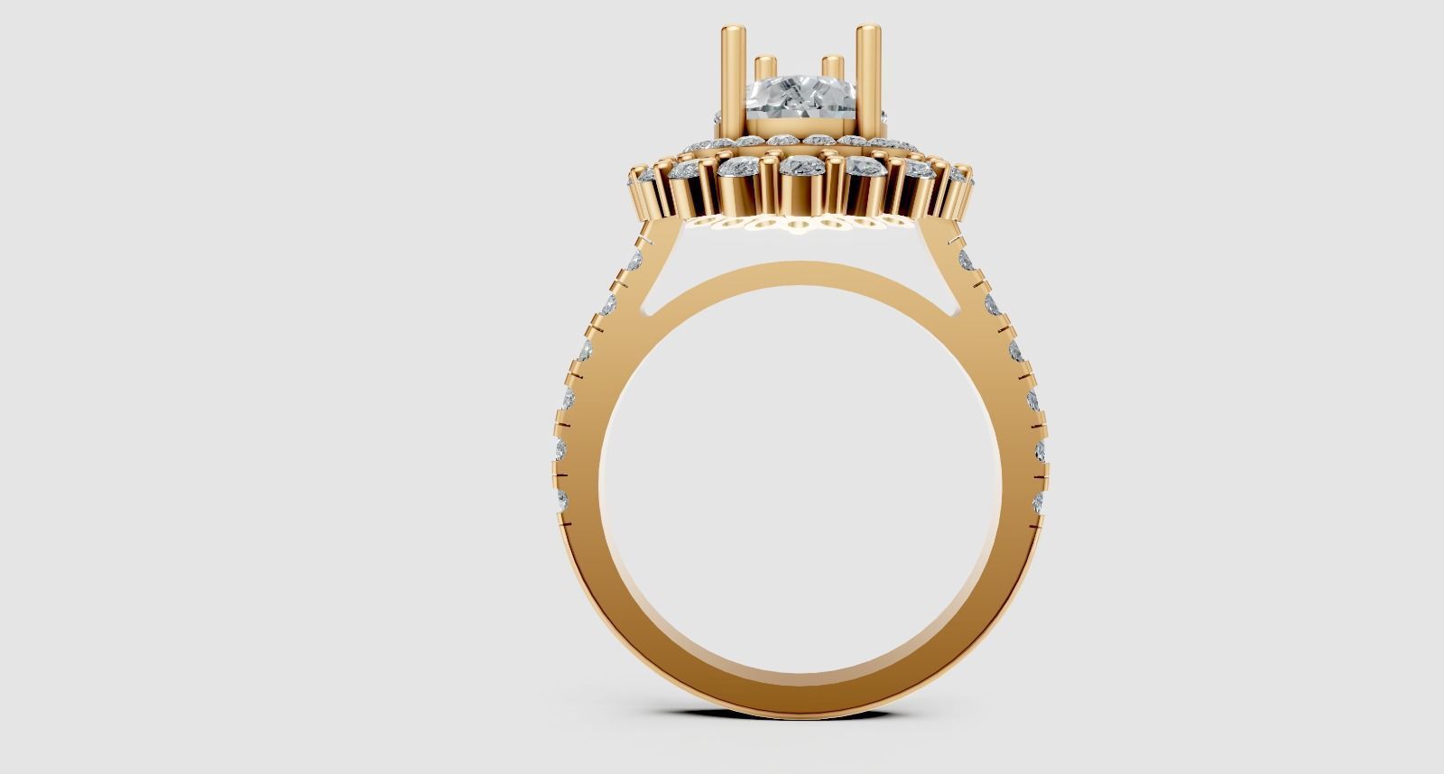 Pear Solitaire Engagement Ring 3D print model_3