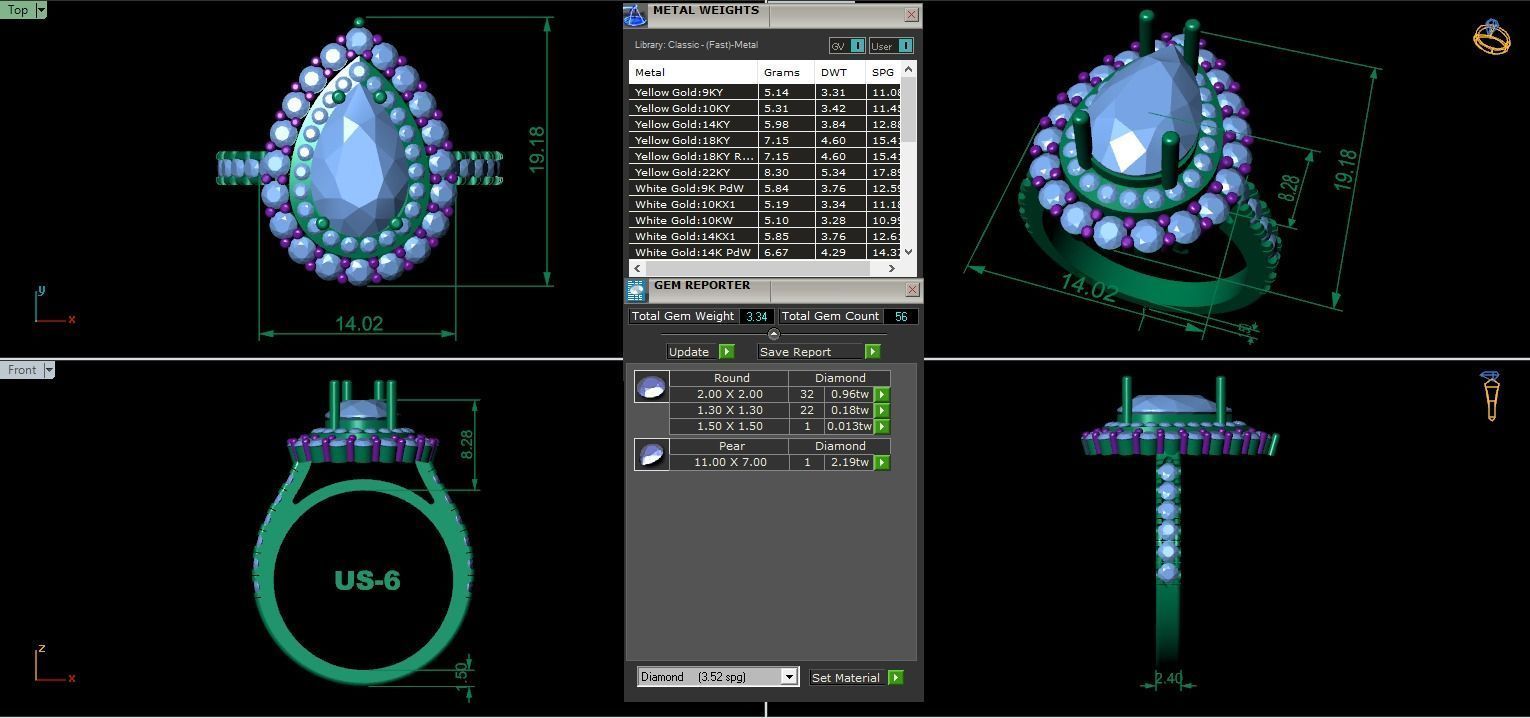Pear Solitaire Engagement Ring 3D print model_4