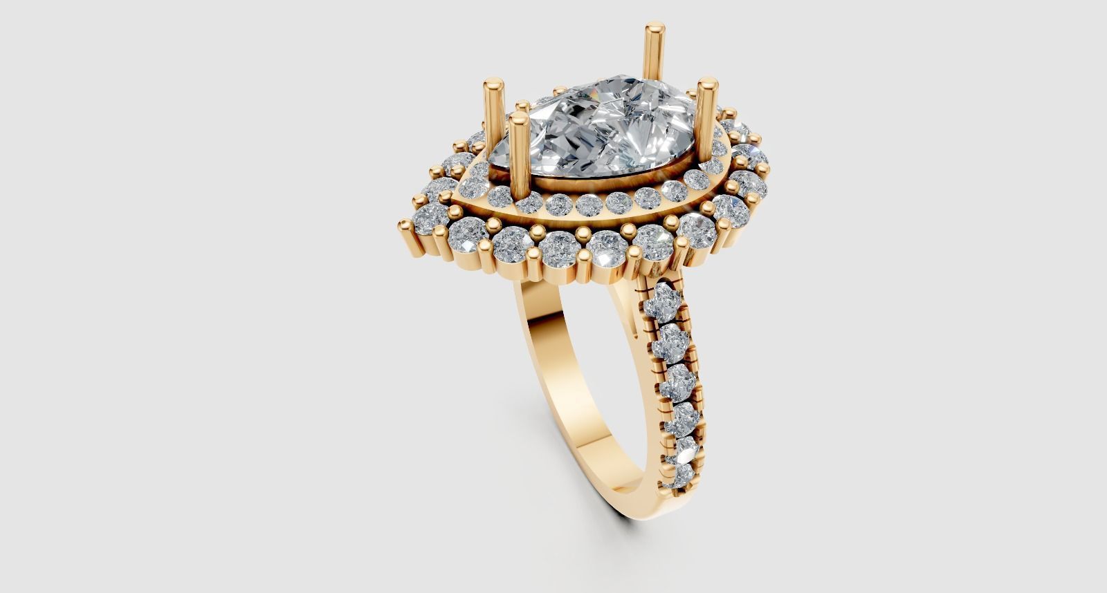 Pear Solitaire Engagement Ring 3D print model_1