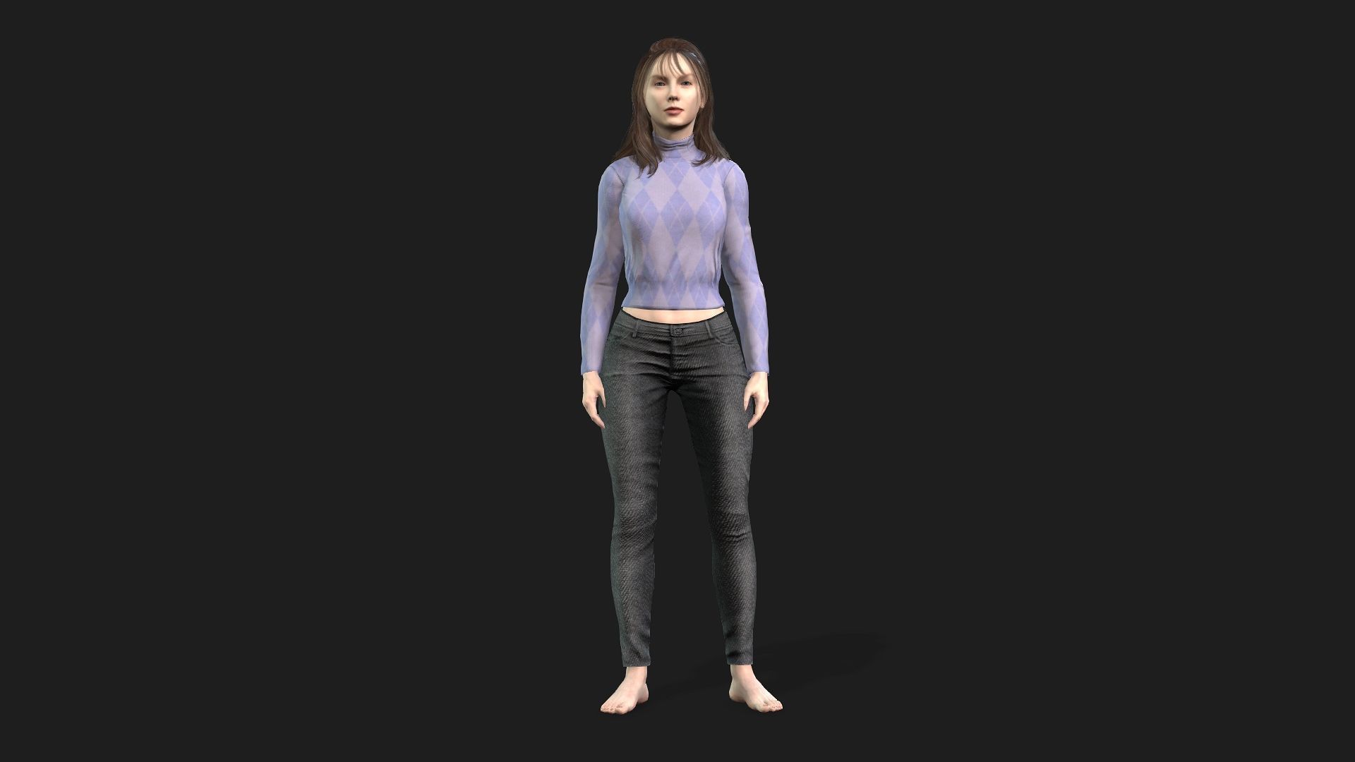 High Quality 3D Girl Model Ideal for Games Animations 3D model_1