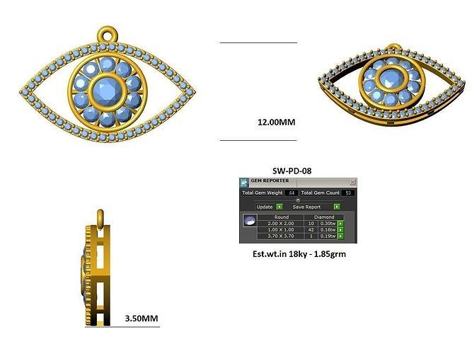evil eye pendant 3d print model 3D print model
