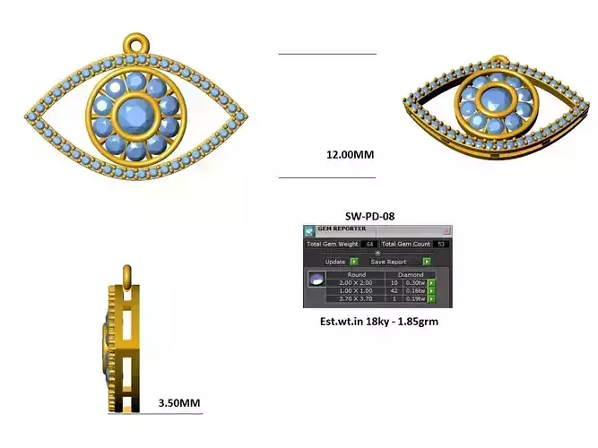 evil eye pendant 3d print model