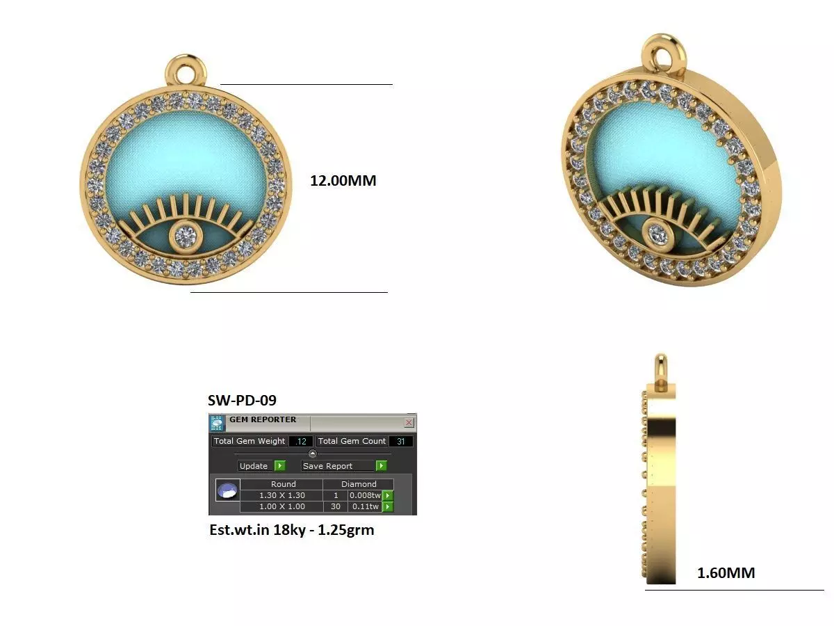 evil eye pendant 3d print model 3D print model