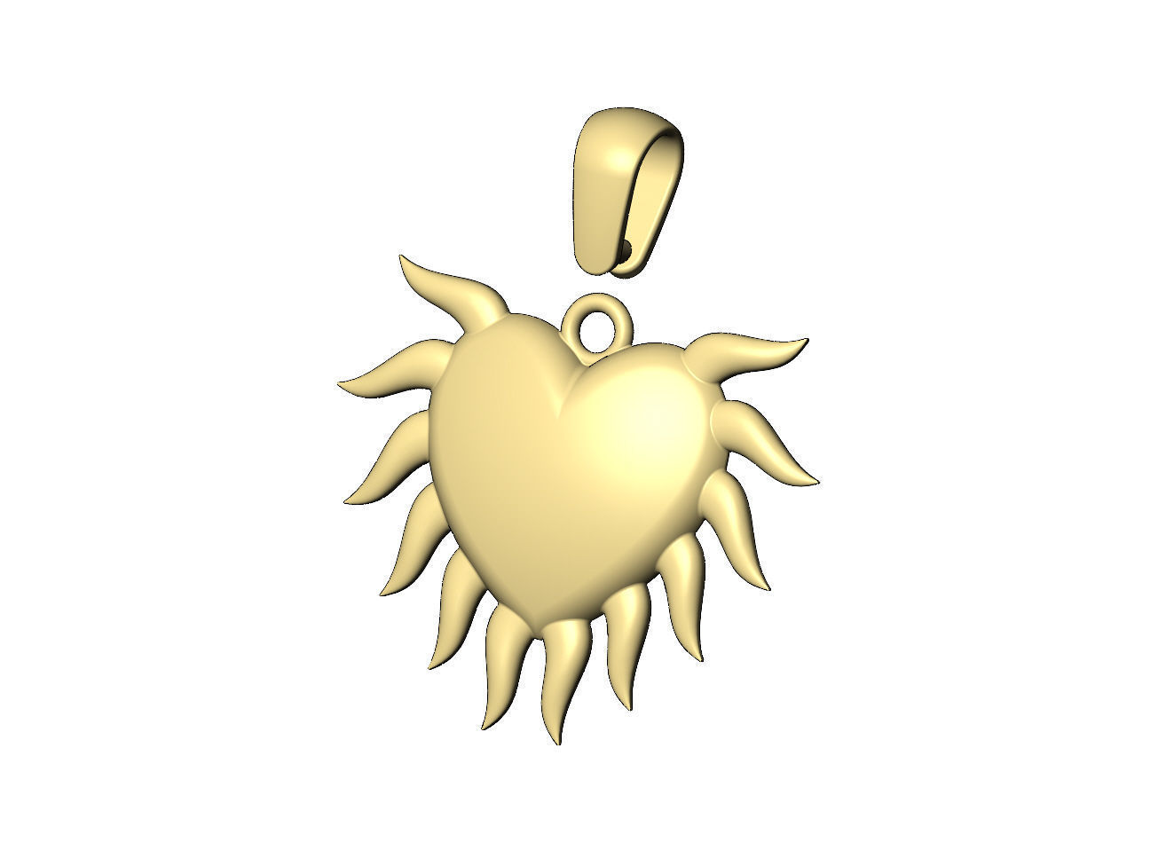 Sacred flaming horned heart pendant charm 3D print model_5