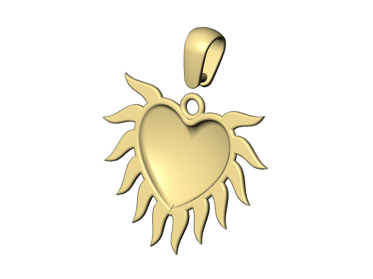 Sacred flaming horned heart pendant charm 3D print model_10