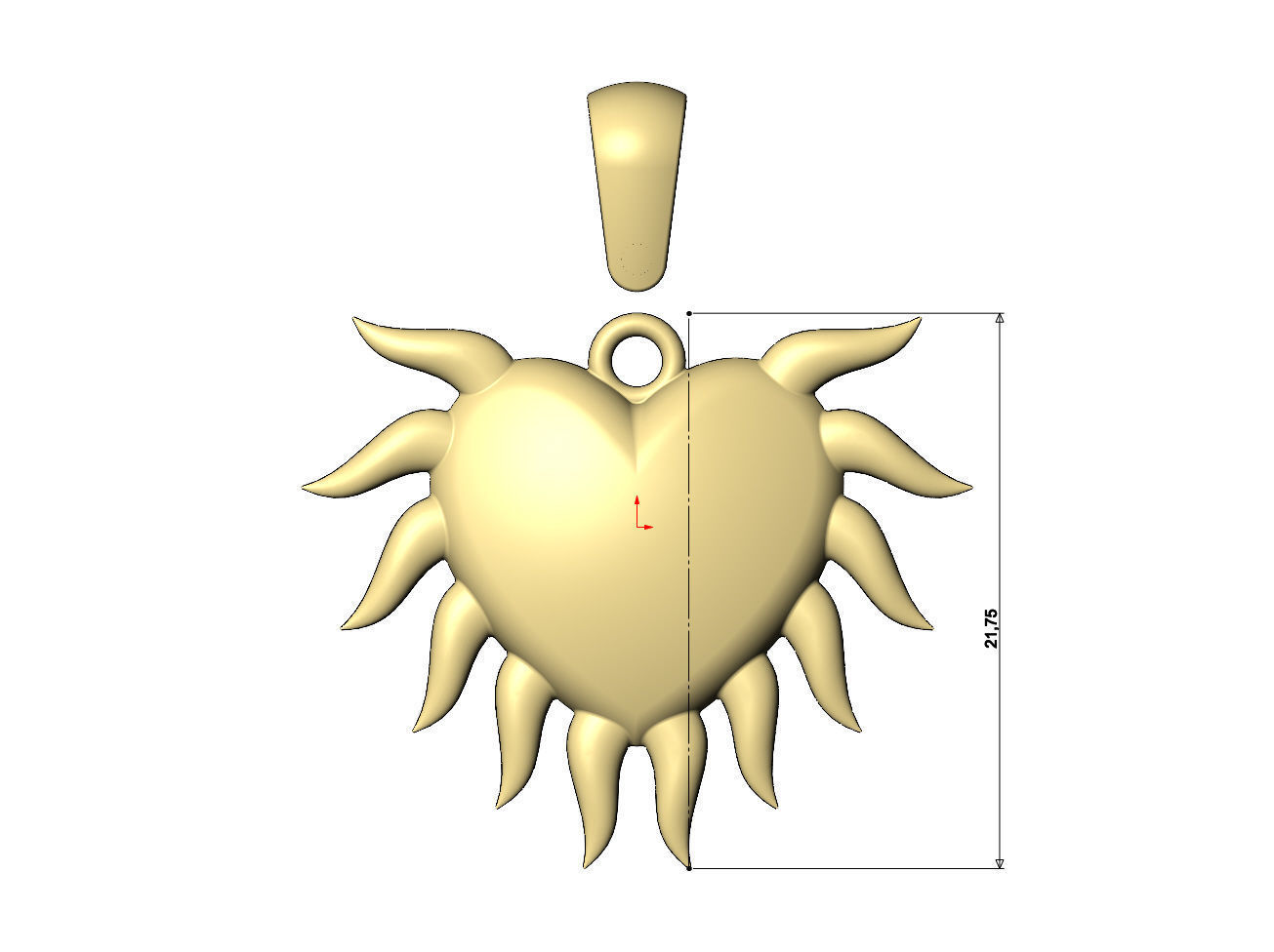 Sacred flaming horned heart pendant charm 3D print model_6
