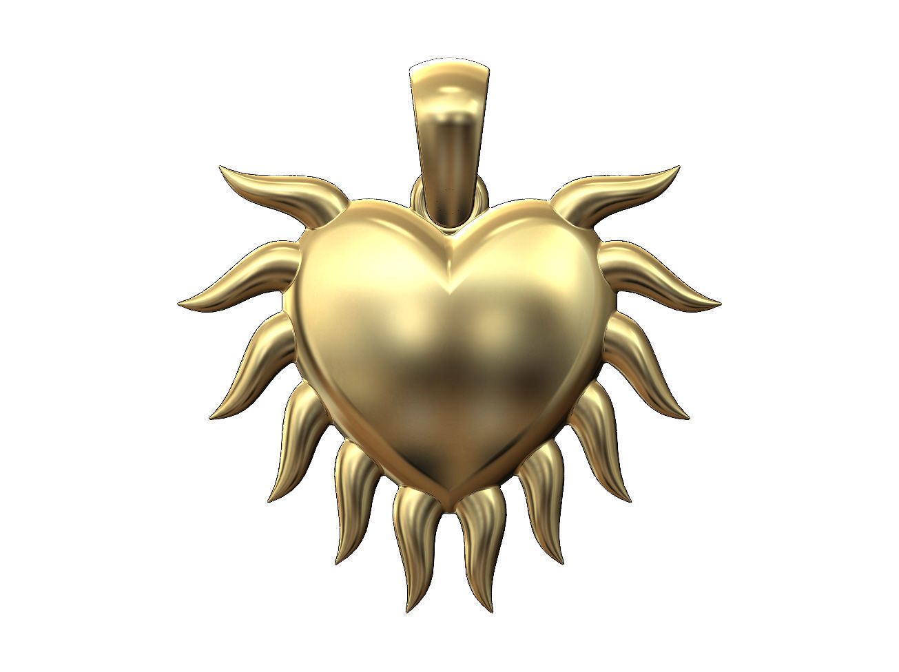 Sacred flaming horned heart pendant charm 3D print model_1