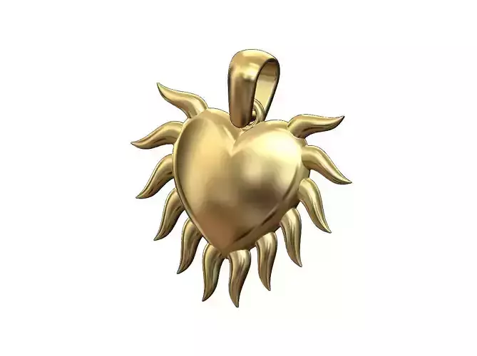 Sacred flaming horned heart pendant charm 3D print model