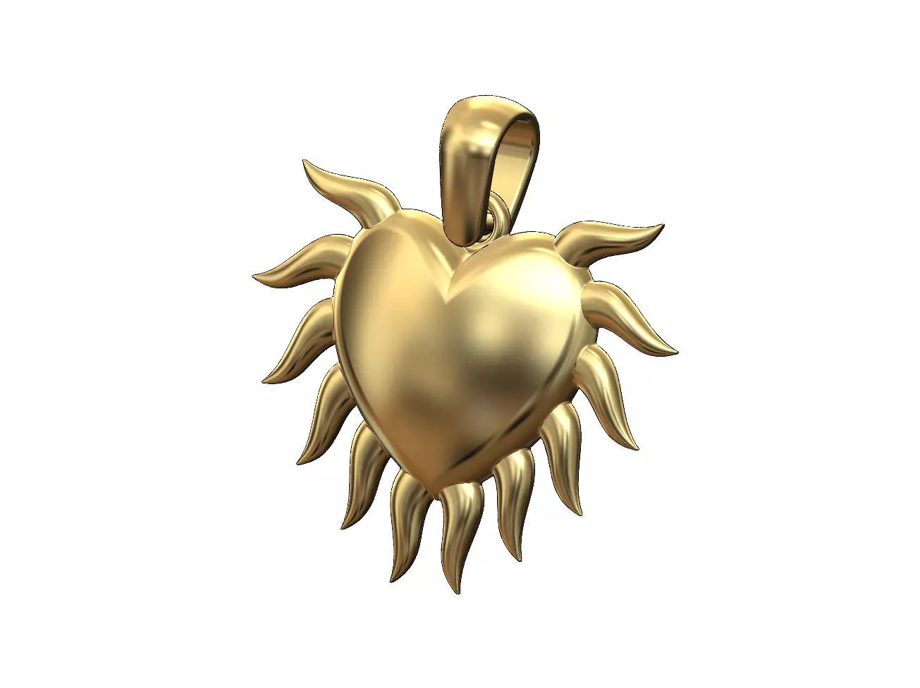 Sacred flaming horned heart pendant charm 3D print model_0