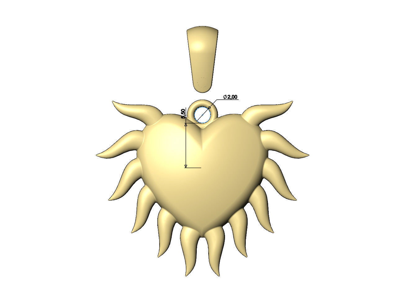 Sacred flaming horned heart pendant charm 3D print model_7