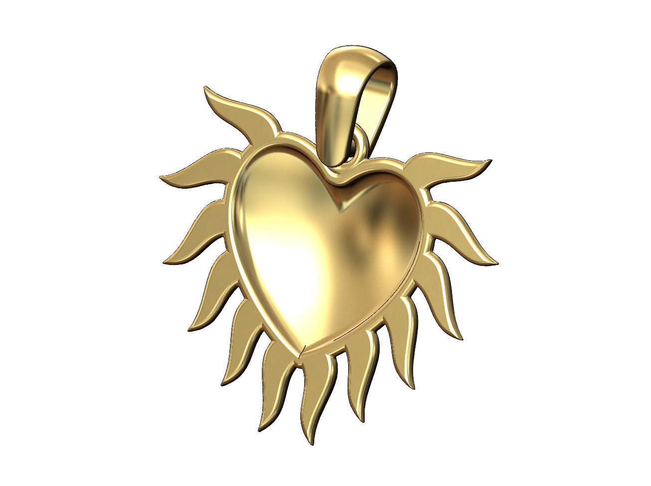 Sacred flaming horned heart pendant charm 3D print model_4