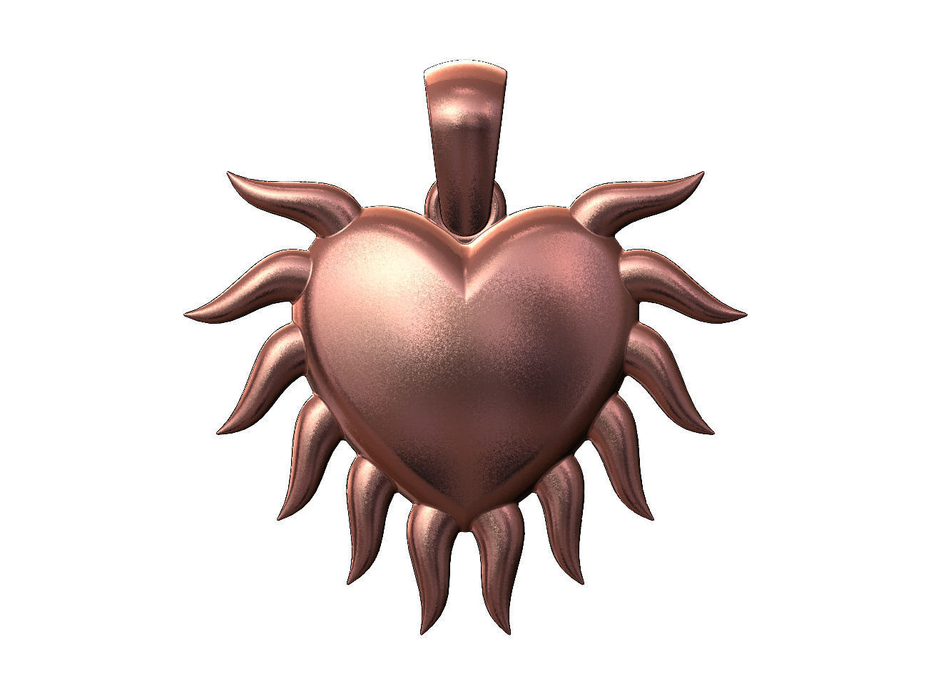 Sacred flaming horned heart pendant charm 3D print model_11