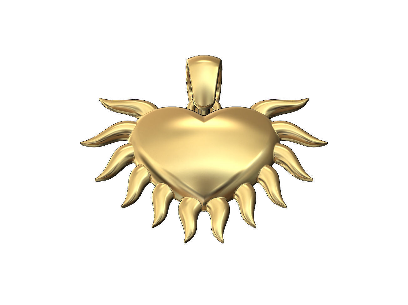 Sacred flaming horned heart pendant charm 3D print model_2