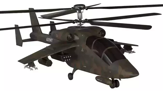 Attack helicopter forest camo dual rotor 3D model