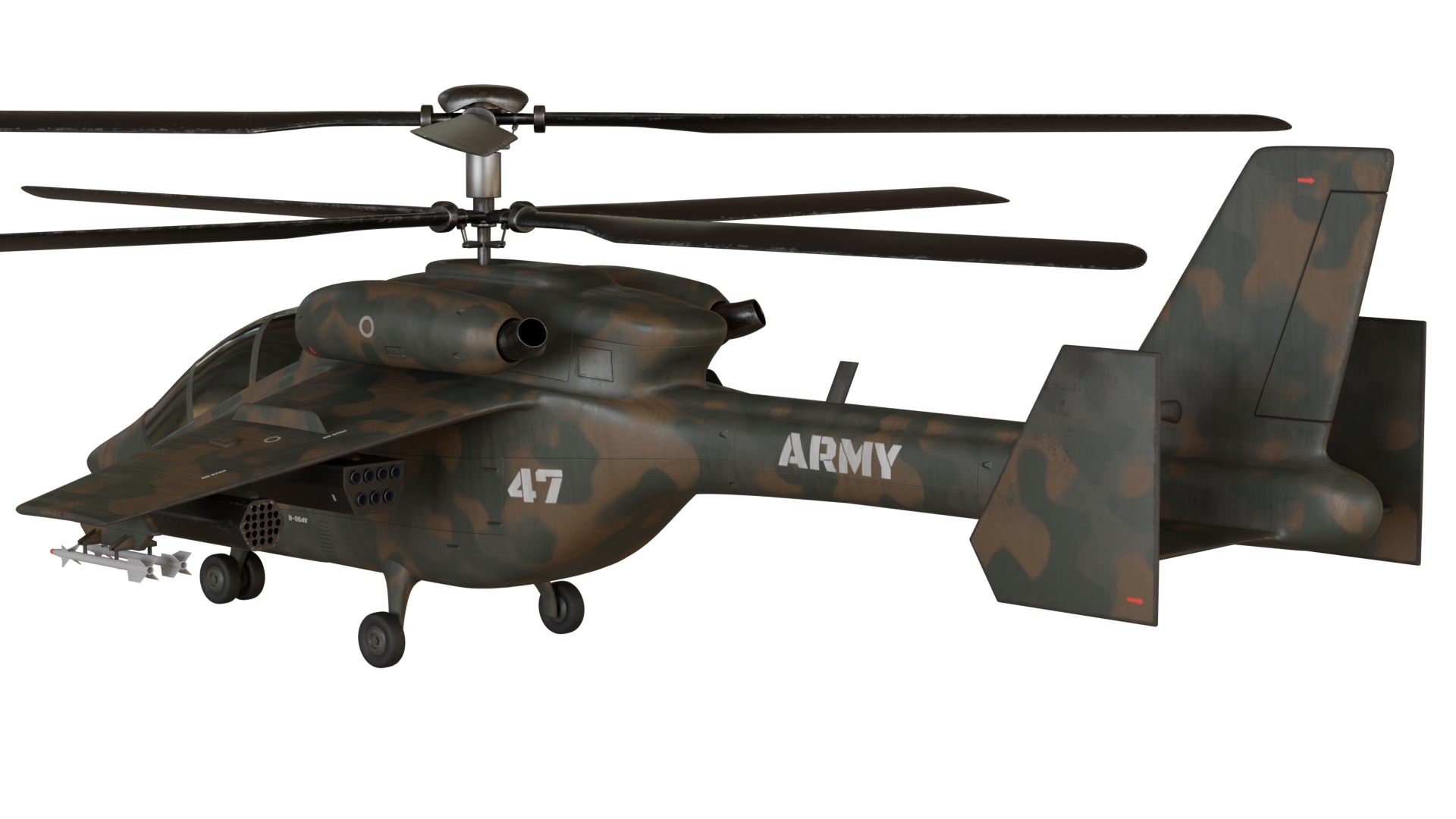 Attack helicopter forest camo dual rotor 3D model_1
