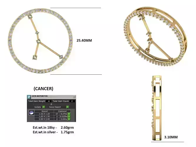 zodiac sign pendant 3d print model