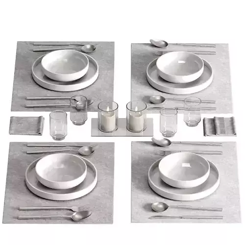tableware setting N050 Low-poly 3D model