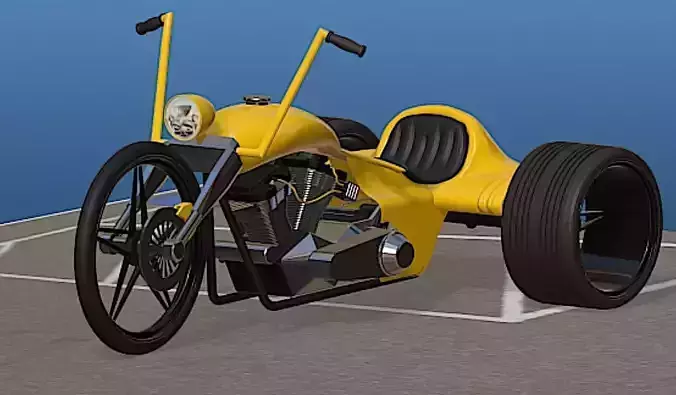 Harley Davidson Low-Rider Trike- High Poly 3D Model