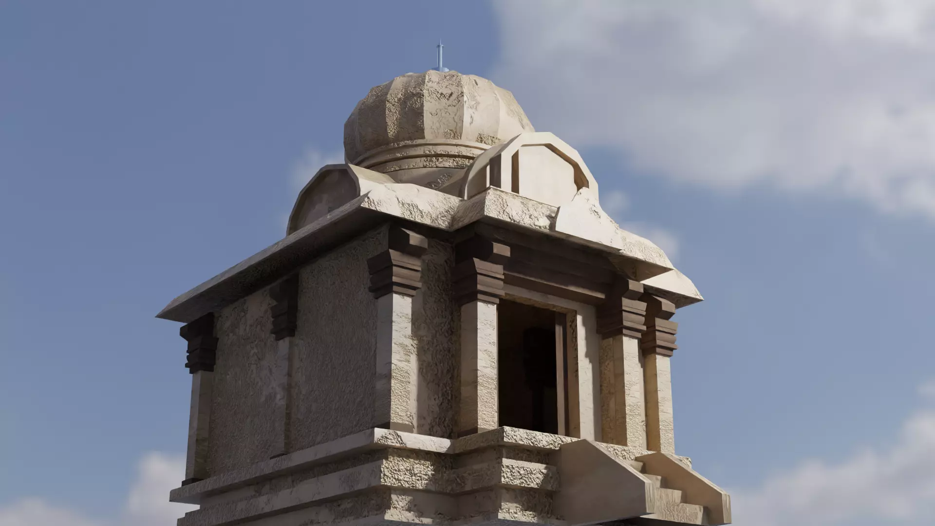 indian temple mandir Low-poly 3D model_0