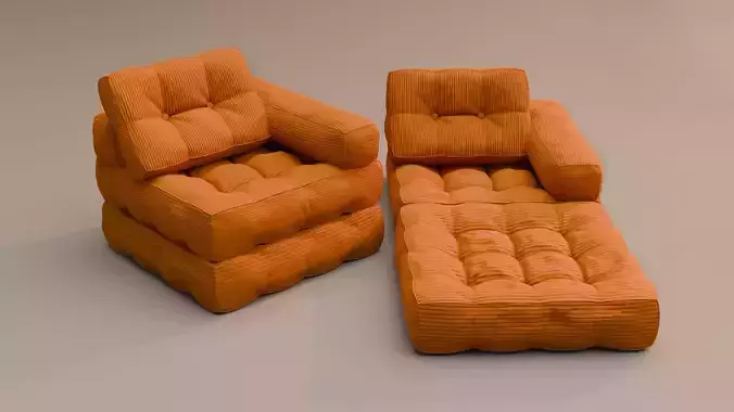 Orange Foldable Sofa Bed