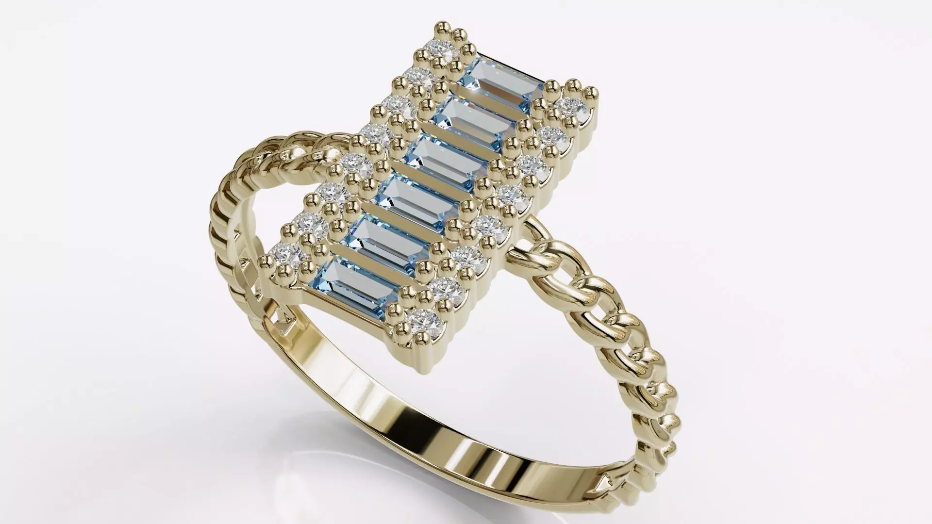Jewelry Diamond Cuban Ring Model RZ02 3D print model