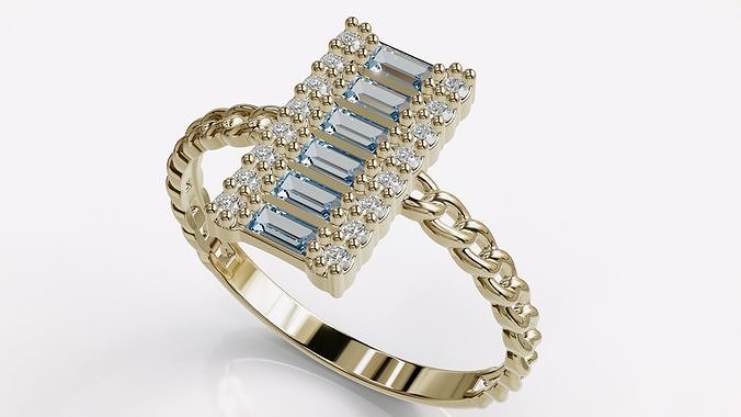 Jewelry Diamond Cuban Ring Model RZ02 3D print model