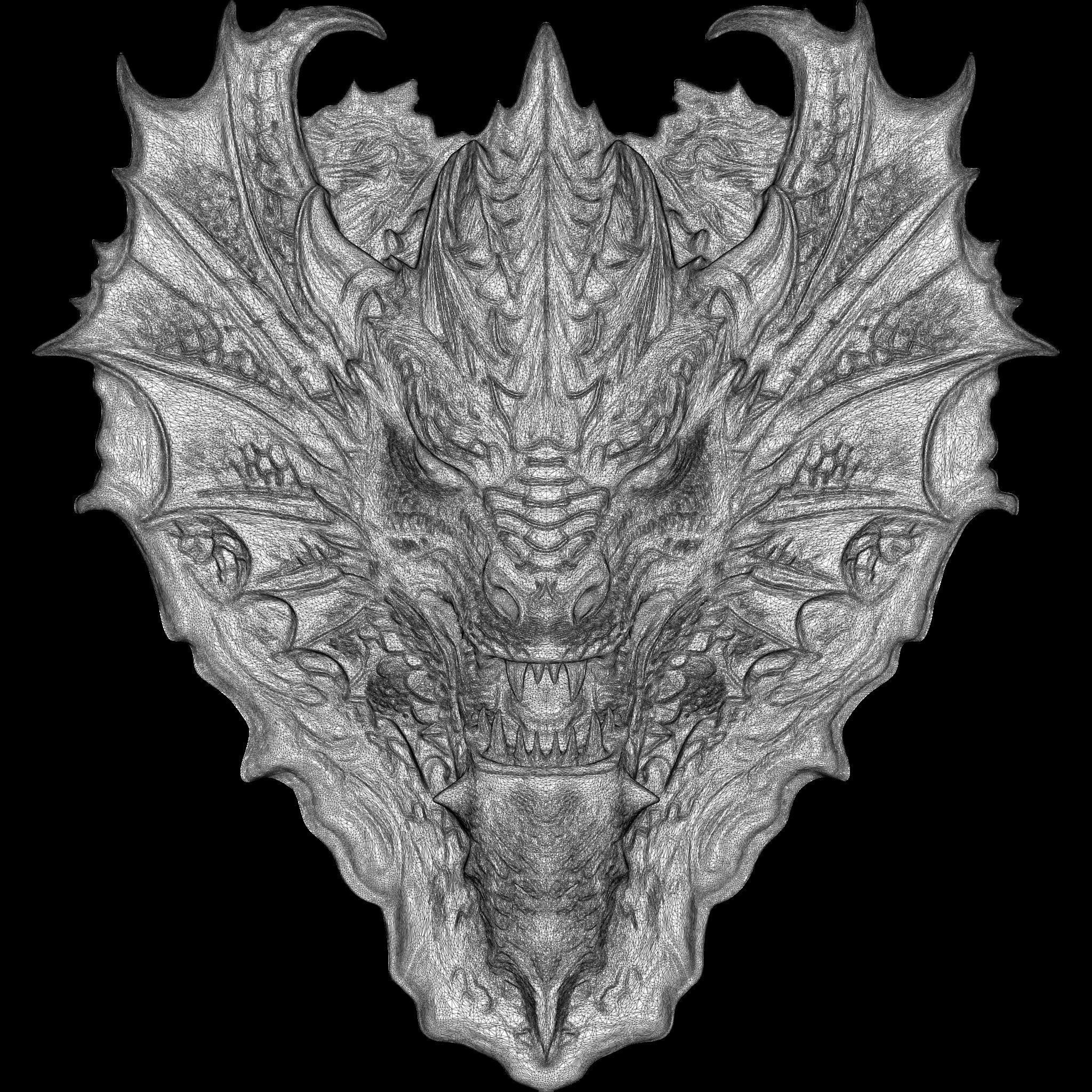 Dragon Head Relief No13 STL file for 3d Printing or CNC 3D print model_11