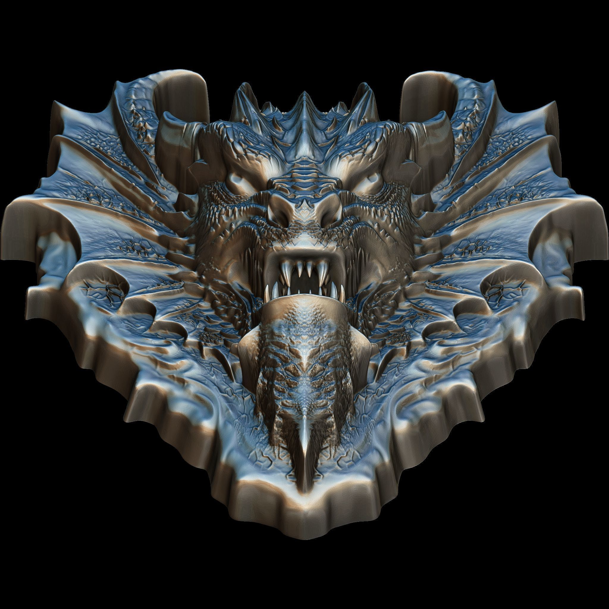 Dragon Head Relief No13 STL file for 3d Printing or CNC 3D print model_8