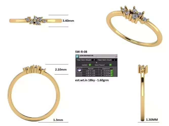 ring with diamonds 3d print model 