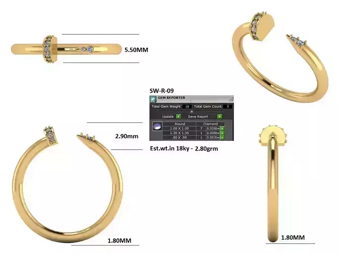 nail diamond ring 3d print model