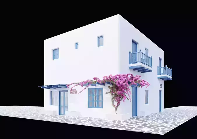 3D model House in Mykonos island Greece 3D model