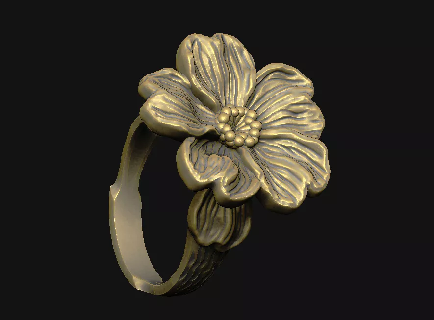 The flower ring design for jewelry 3D print model