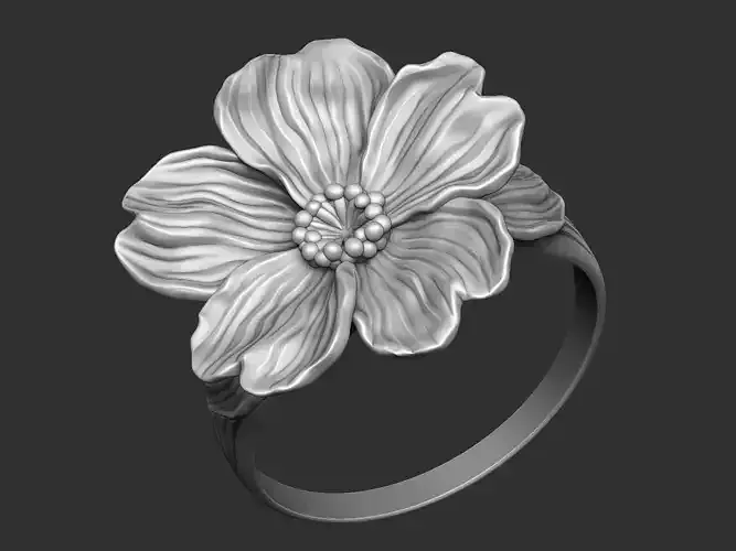 The flower ring design for jewelry 3D print model