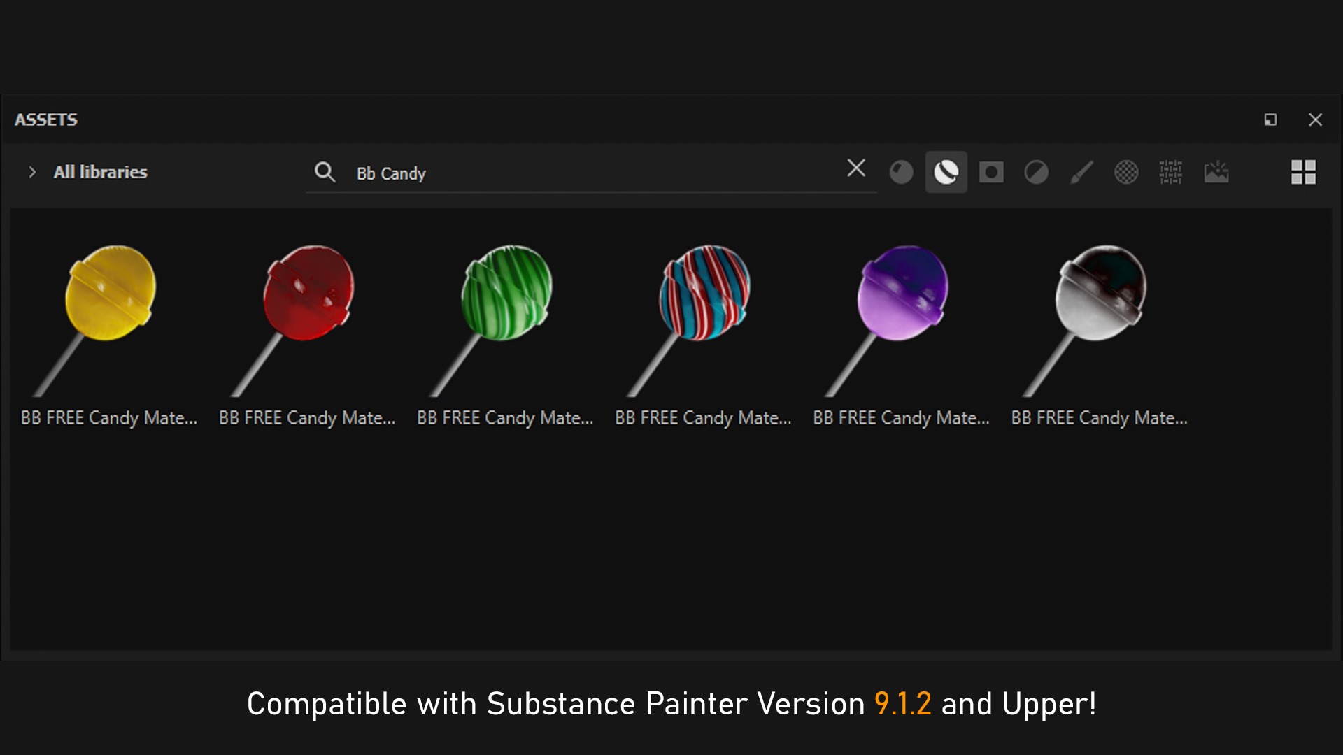 6 Free Candy Smart Materials and Video Tutorial Free 3D model_2