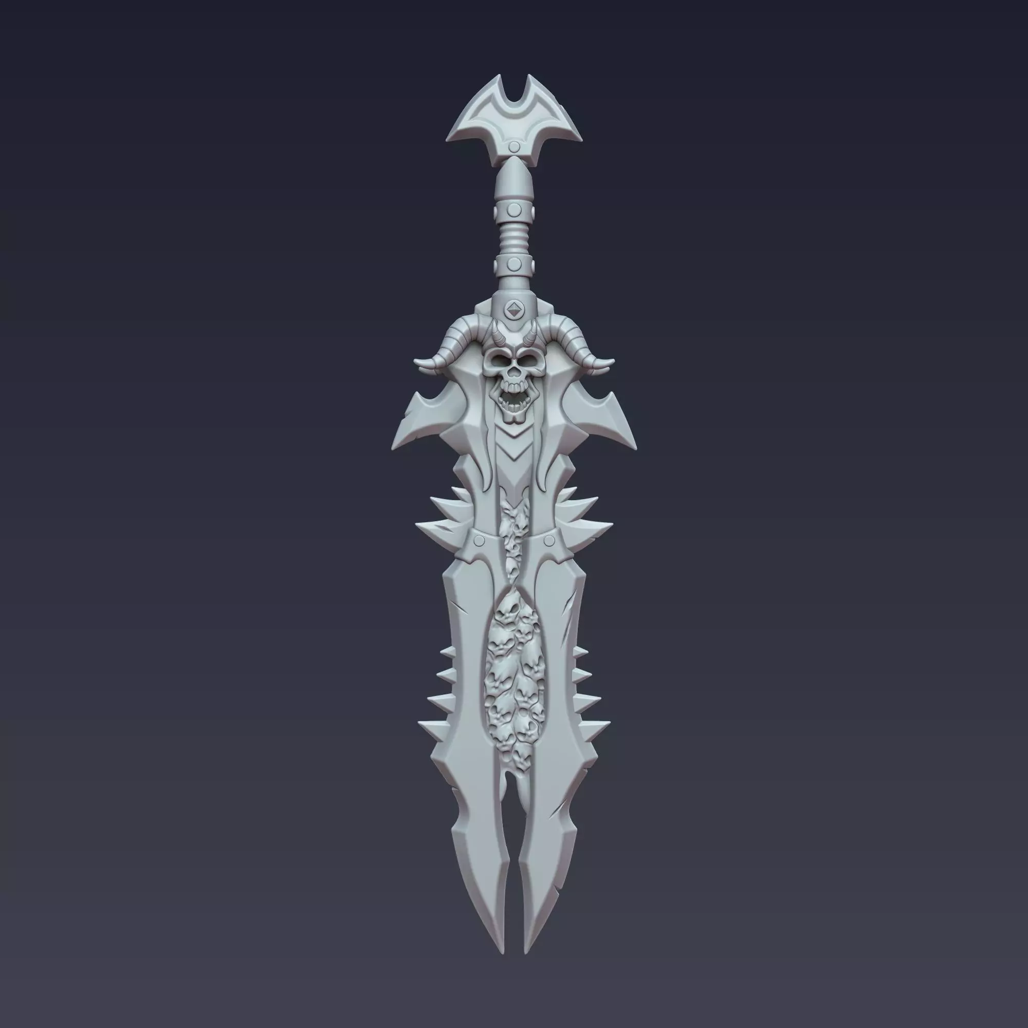 Demonic Skull Blade  3D Printable Sword 3D print model_0